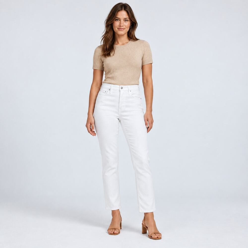 Madewell Stovepipe Jeans WMNS 27 White High Rise Straight Denim Minimalist